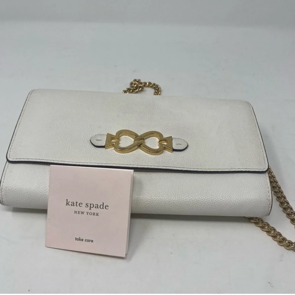 Kate Spade Toujours Chain Clutch Cross Body Bag White Excellent Used Condition